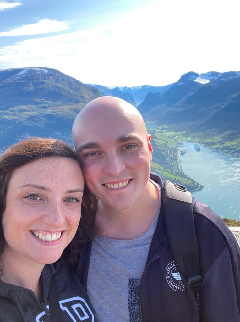 Natalie and Arran atop Mount Hoven, Norway in 2023.