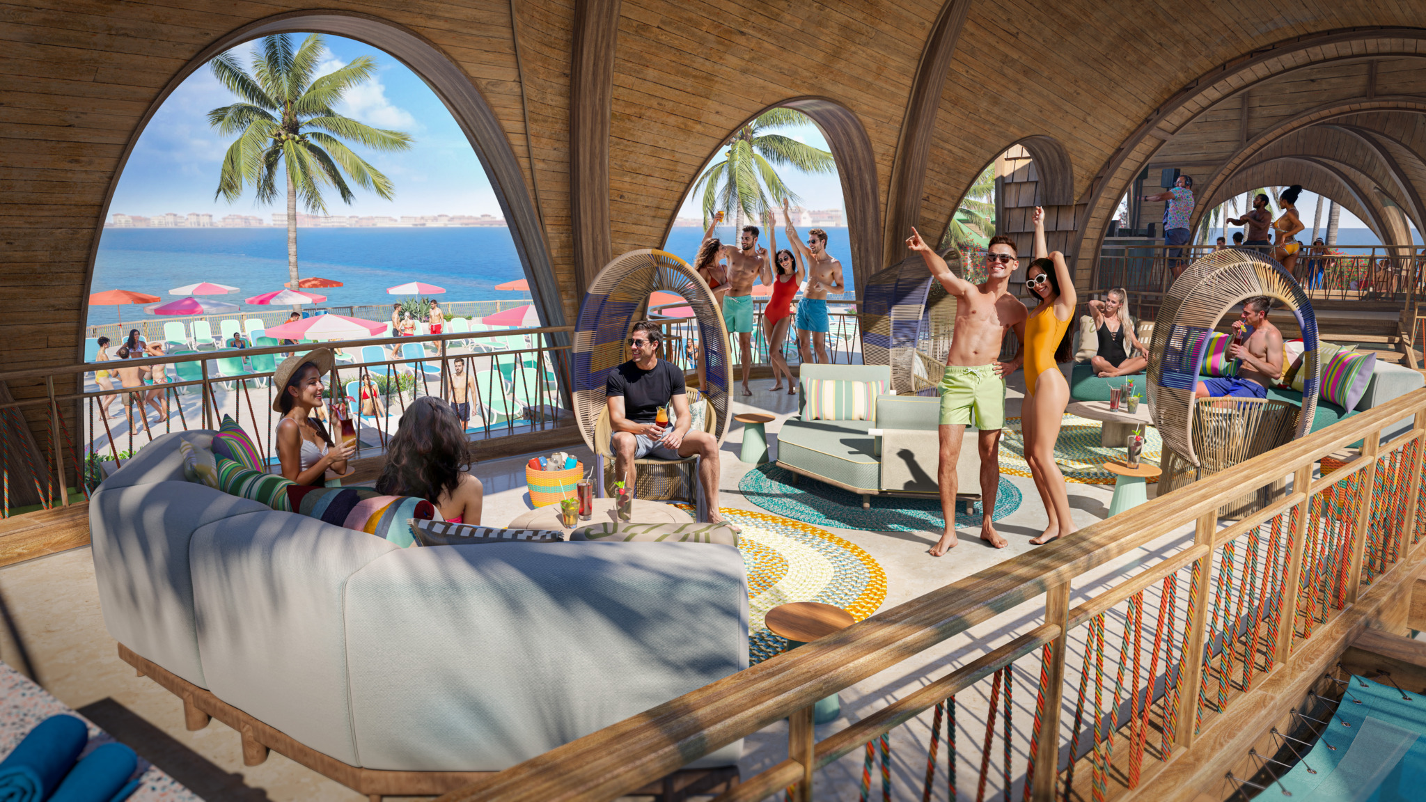 Artist rendering of the Party Deck rental at Royal Beach Club Paradise Island